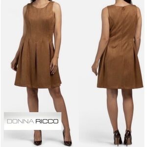 Donna Ricco Western Brown Sleeveless Suede Dress